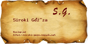 Siroki Géza névjegykártya
